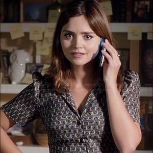 Clara Oswald Piped Tile Printed Shirtdress